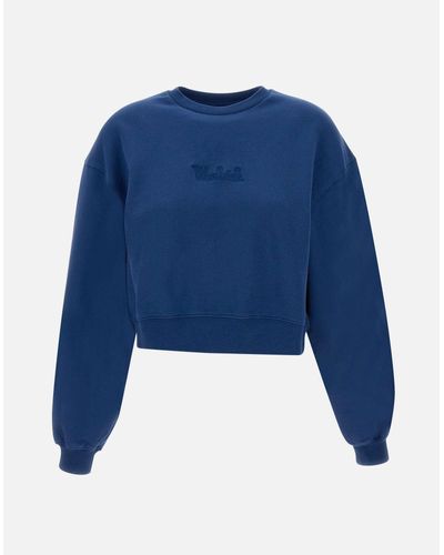 Woolrich Blaues Logo-Sweatshirt Aus Baumwollfleece