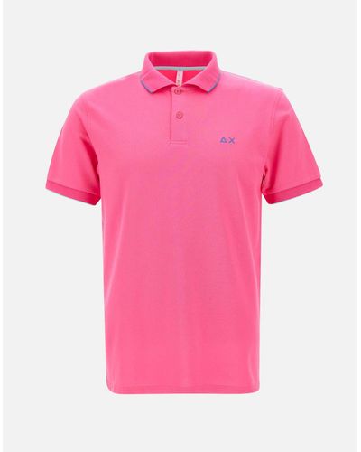 Sun 68 Fuchsiafarbenes Poloshirt Aus Baumwolle Mit Kleinen Streifen - Pink