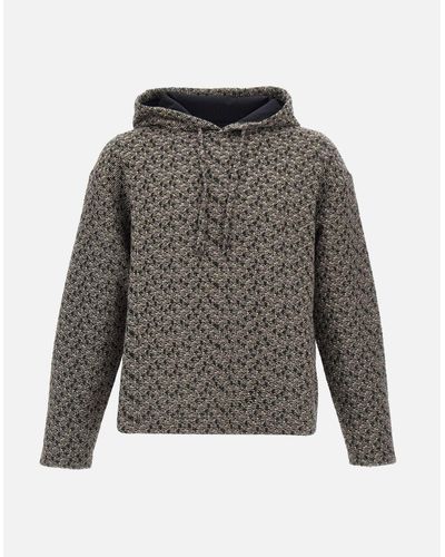 Emporio Armani Strukturiertes Baumwoll-Sweatshirt Mit Kapuze - Grau