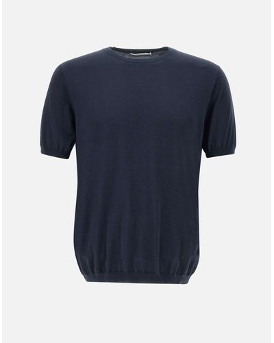 Kangra Blaues T-Shirt Aus Baumwolle Und Seide Für Herren