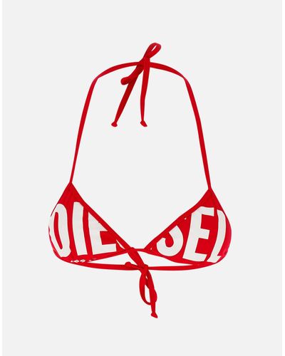 DIESEL Rotes Dreieck Bikini-Oberteil Mit Weißem Logo