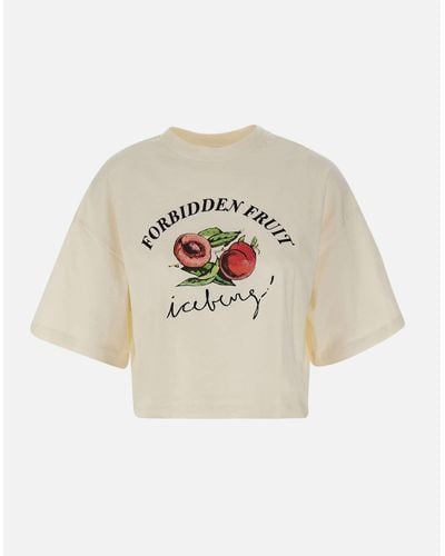 Iceberg T-Shirt Aus Baumwolljersey „Forbidden Fruit“ - Weiß