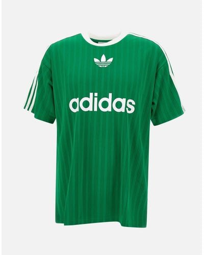 adidas T-Shirt Aus Grünem Adicolor Jacquard