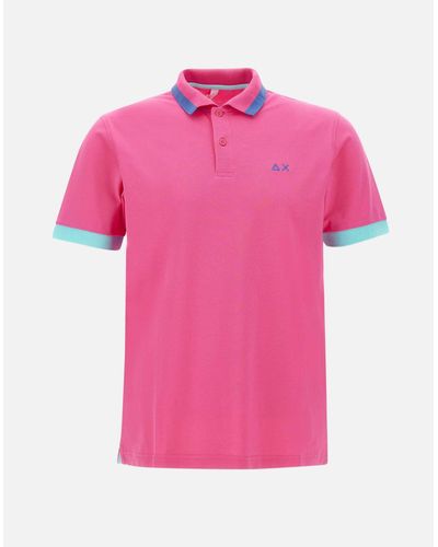 Sun 68 Alpenveilchen-Poloshirt Mit Großen Streifen - Pink