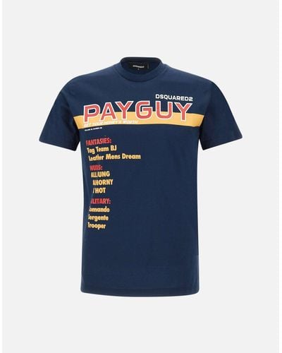 DSquared² Cool Fit Tee Baumwoll-T-Shirt Mit Maxi-Print - Blau