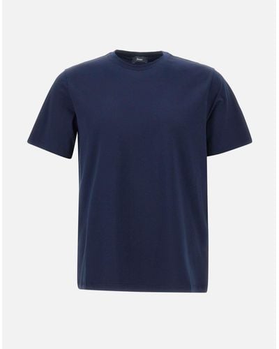 Herno Blaues T-Shirt Aus Superfeiner Baumwolle Für Herren
