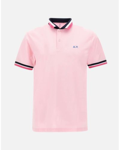 Sun 68 Rosa Baumwoll-Poloshirt Mit Mehreren Streifen - Pink