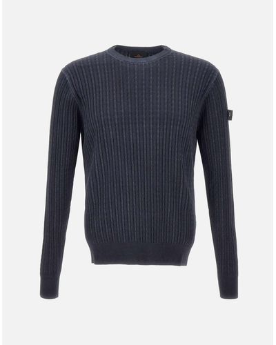 Peuterey Blauer Baumwoll-Cable-Knit-Pullover