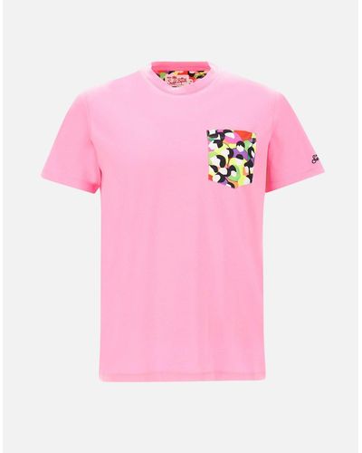 Mc2 Saint Barth Lodola Das Gesicht Baumwoll-T-Shirt - Pink