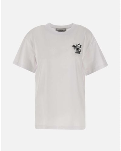 Iceberg T-Shirt „Felix The Cut“ Aus Baumwolljersey Weiß