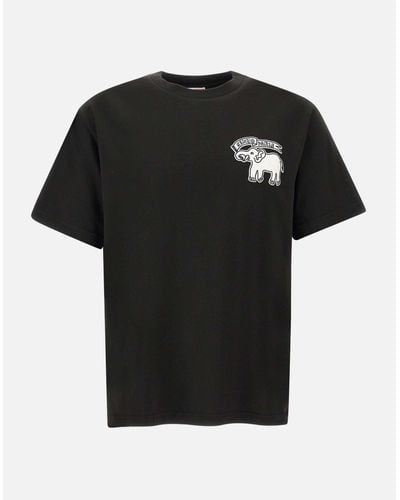 KENZO Elefant Flagge Klassisches Schwarzes Baumwoll-T-Shirt