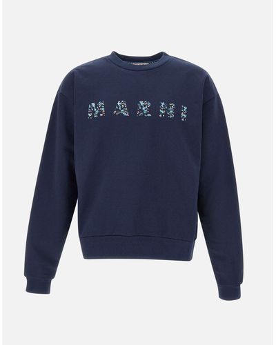 Marni Blaues Sweatshirt Aus Bio-Baumwolle Mit Blumenlogo