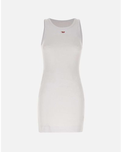 DIESEL Stretch Cotton D-Tank Kleid Weiß