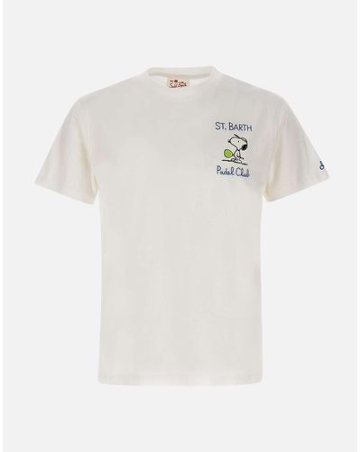 Mc2 Saint Barth Weißes Snoopy Padel Baumwoll-T-Shirt