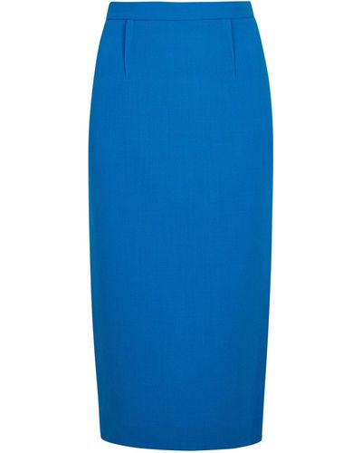 Roland Mouret Arreton Azure Wool Crepe Pencil Skirt - Blue