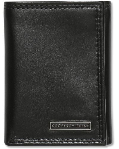 Geoffrey Beene Leather Credit Card Trifold Wallet - Brown