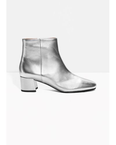 & Other Stories Silver Ankle Boots - Metallic