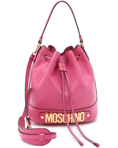 Moschino Leather Bucket Bag - Pink