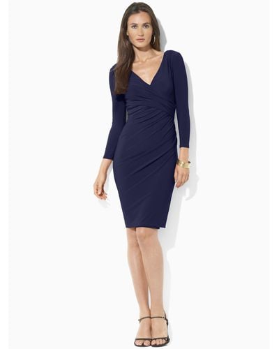 Ralph Lauren Faux-Wrap Jersey Dress - Blue