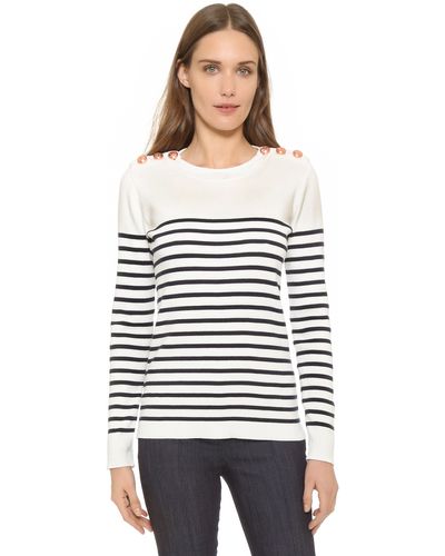 Petit Bateau Knit Striped Sweater - White