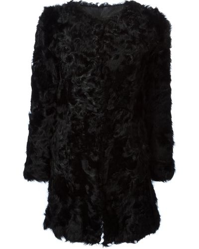 Ravn Curly Lamb Fur Coat - Black