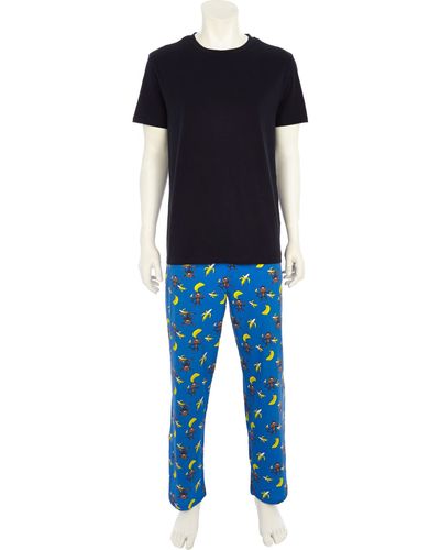 River Island Blue Monkey Print Pyjama Set
