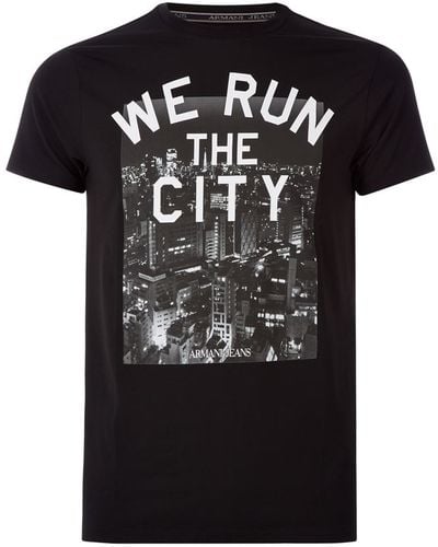 Armani Jeans We Run The City T-shirt - Black