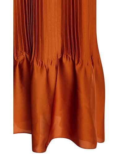 TOME Satin Pleated One Shoulder Dress - Orange