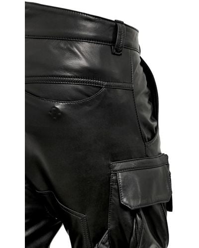 Alexandre Plokhov Nappa Leather Cargo Trousers - Black