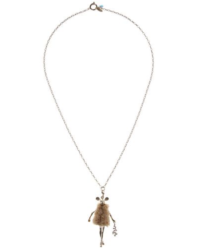 Servane Gaxotte Mouse Doll Pendant Necklace - Metallic