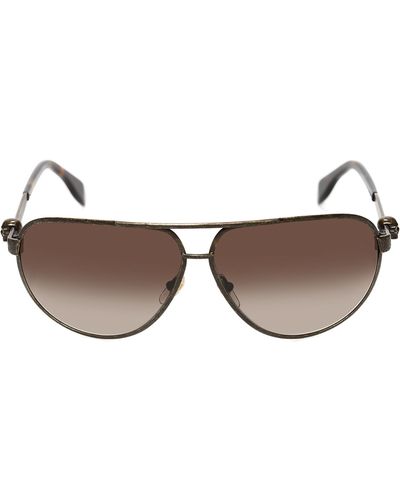 Alexander McQueen Metallic Skull Pilot Sunglasses - Brown