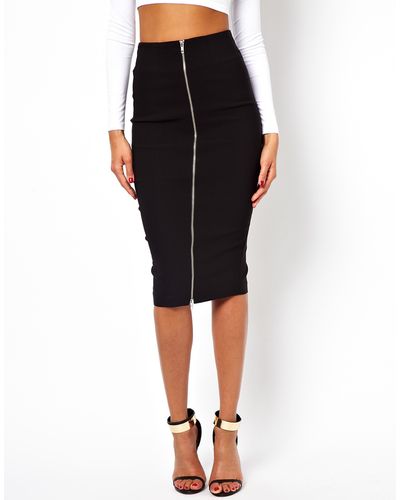 ASOS Pencil Skirt with Zip Front - Black