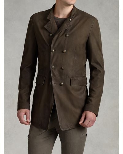 John Varvatos Double-breasted Goat Suede Coat - Brown