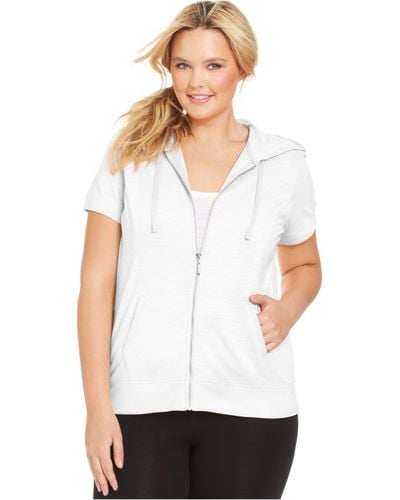 Style & Co. Style&Co. Sport Plus Size Short-Sleeve Hoodie - White