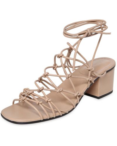 Chloé 50mm Lace-up Leather Sandals - Natural
