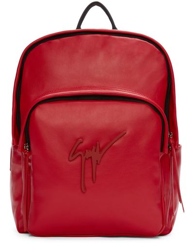Giuseppe Zanotti Red Leather Logo Backpack
