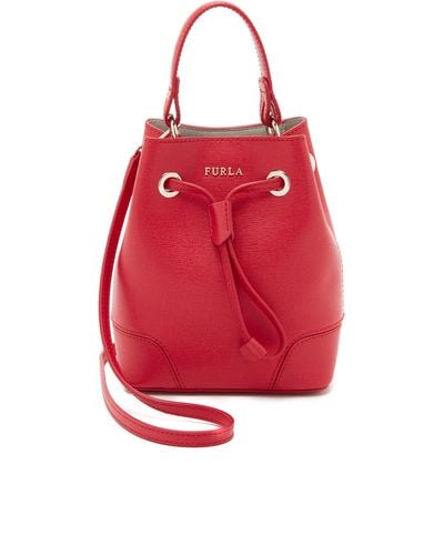 Furla Stacy Mini Drawstring Bucket Bag - Red