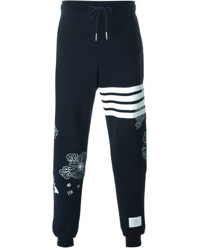 Thom Browne Floral Embroidered Sweatpants - Black