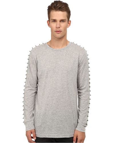Balmain Studded Long Sleeve T-shirt - Gray