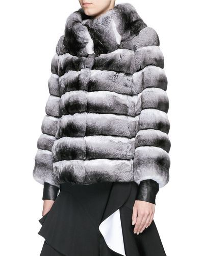 Yves Salomon Chinchilla Fur Coat - Gray