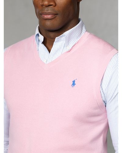 Polo Ralph Lauren Pima Cotton V-neck Vest - Pink