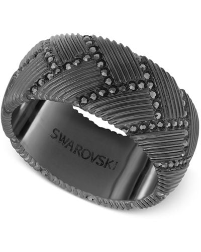Swarovski Men'S Black-Tone Crystal Ring