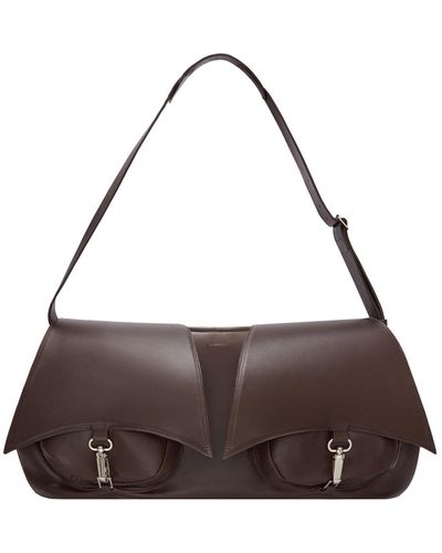 16Arlington Kikka Leather Holdall Bag In Bitter Chocolate - Black