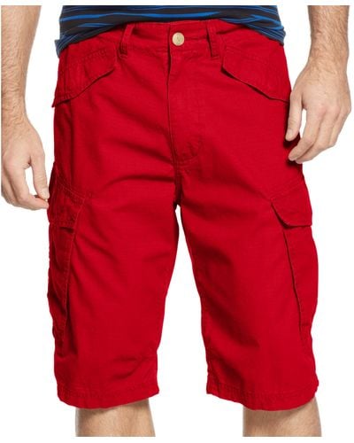 Sean John Ripstop Side Pocket Cargo Shorts - Red