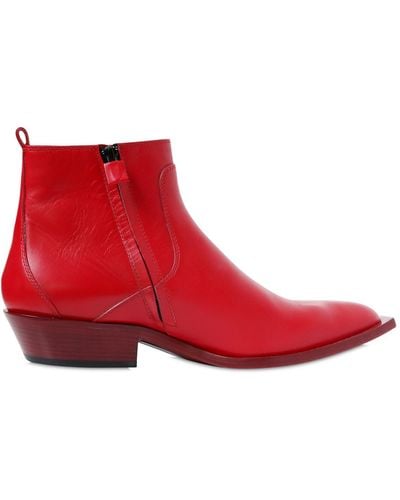 CoSTUME NATIONAL 40mm Smooth Leather Ankle Boots - Red