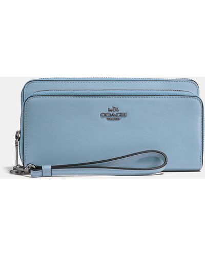 COACH Double Accordion Zip Wallet In Smooth Leather - Blue
