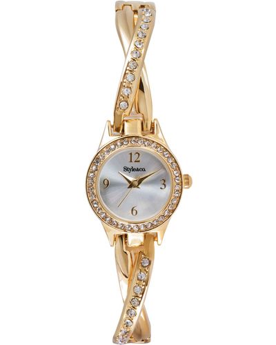 Style & Co. Style&Co. Women'S Crystal Accent Gold-Tone X-Shaped Bracelet Watch 30Mm Sc1443 - Metallic