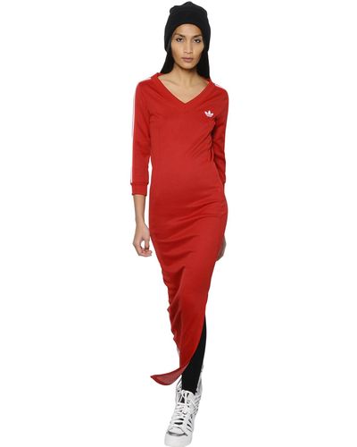 Jeremy Scott for adidas Striped Jersey Dress - Red