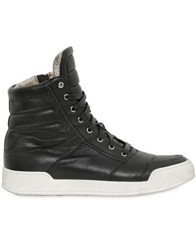 Balmain Leather High Top Sneakers - Black