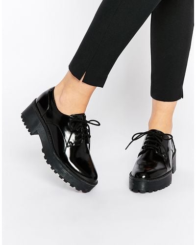 Monki Chunky Sole Lace Up Shoes - Black